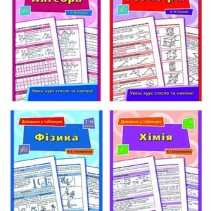 Довідник у таблицях 7-11 класи. Комплект із 4 шт: Алгебра, Геометрія, Фізика, Хімія